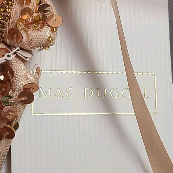 New MAC DUGGAL 5673 Apricot Sequin Sleeveless Halter Neck Gown Women's (14) $398 - Picture 9 of 10